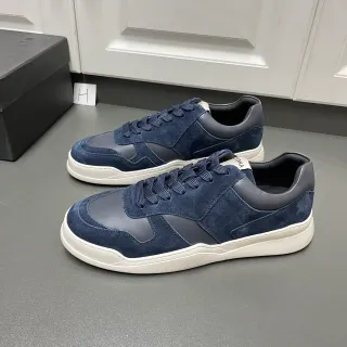 Zegna Navy Suede and Leather Panel Lifestyle Sneakers