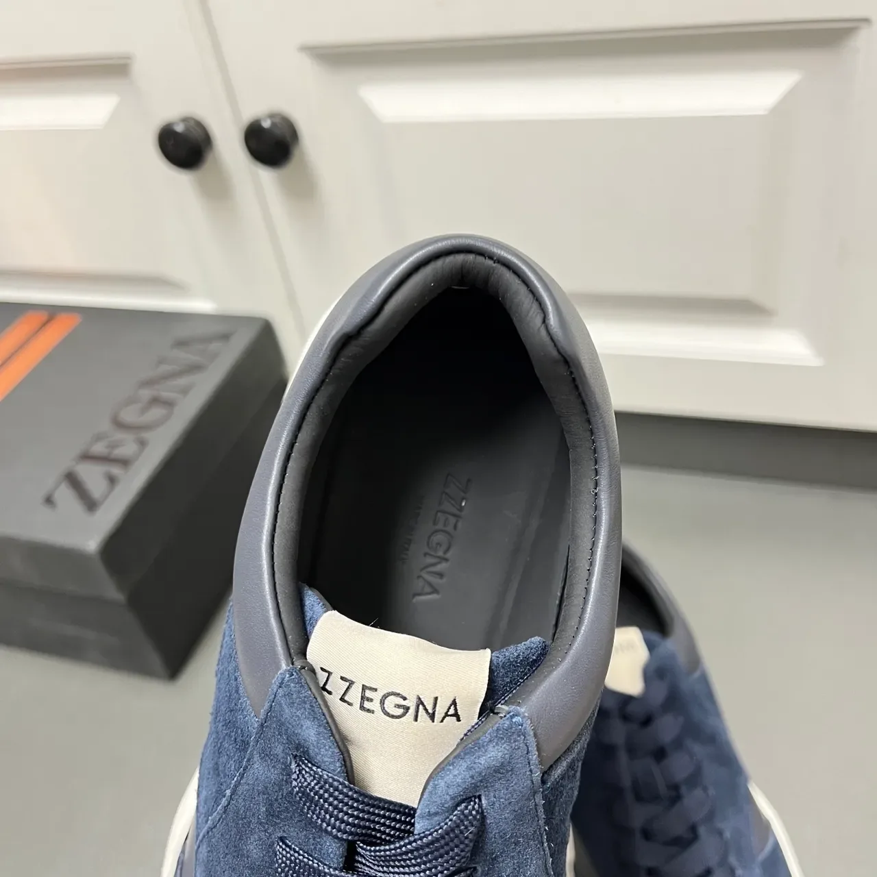 Zegna Navy Suede and Leather Panel Lifestyle Sneakers 5