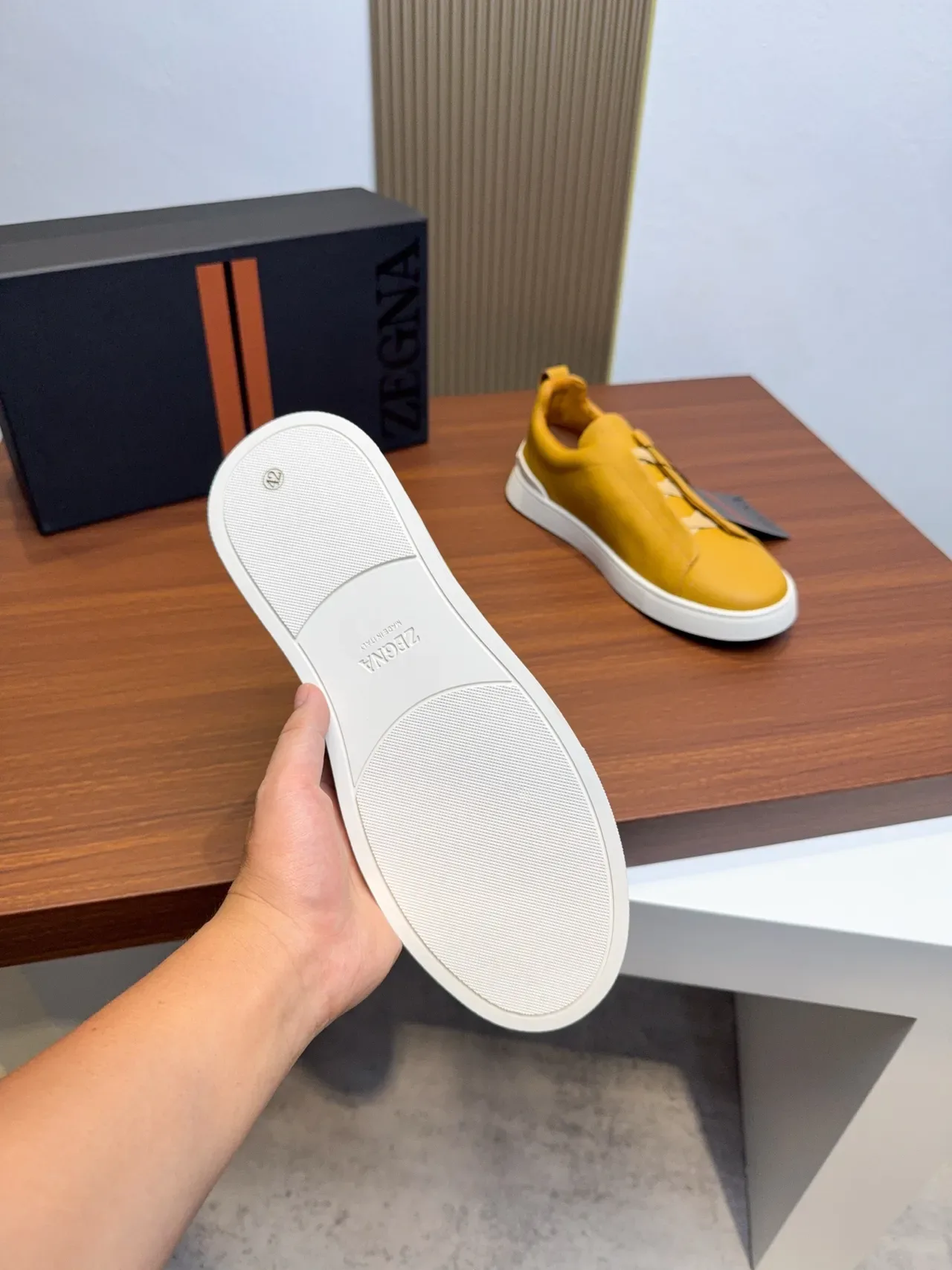 Zegna Yellow Leather Slip-On Lifestyle Sneakers 2