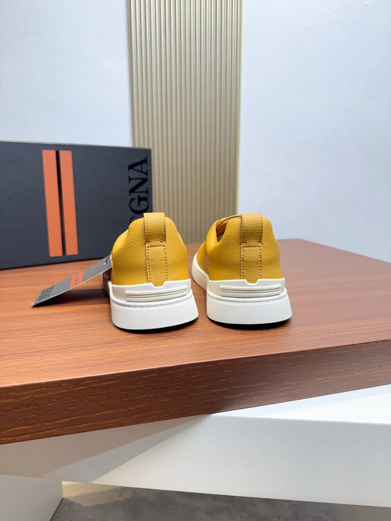 Zegna Yellow Leather Slip-On Lifestyle Sneakers 3
