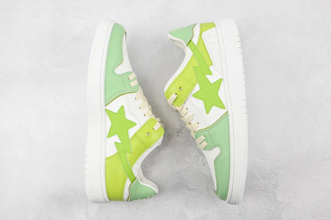 A Bathing Ape BAPE STA Lime Green and White Lifestyle Sneakers 2