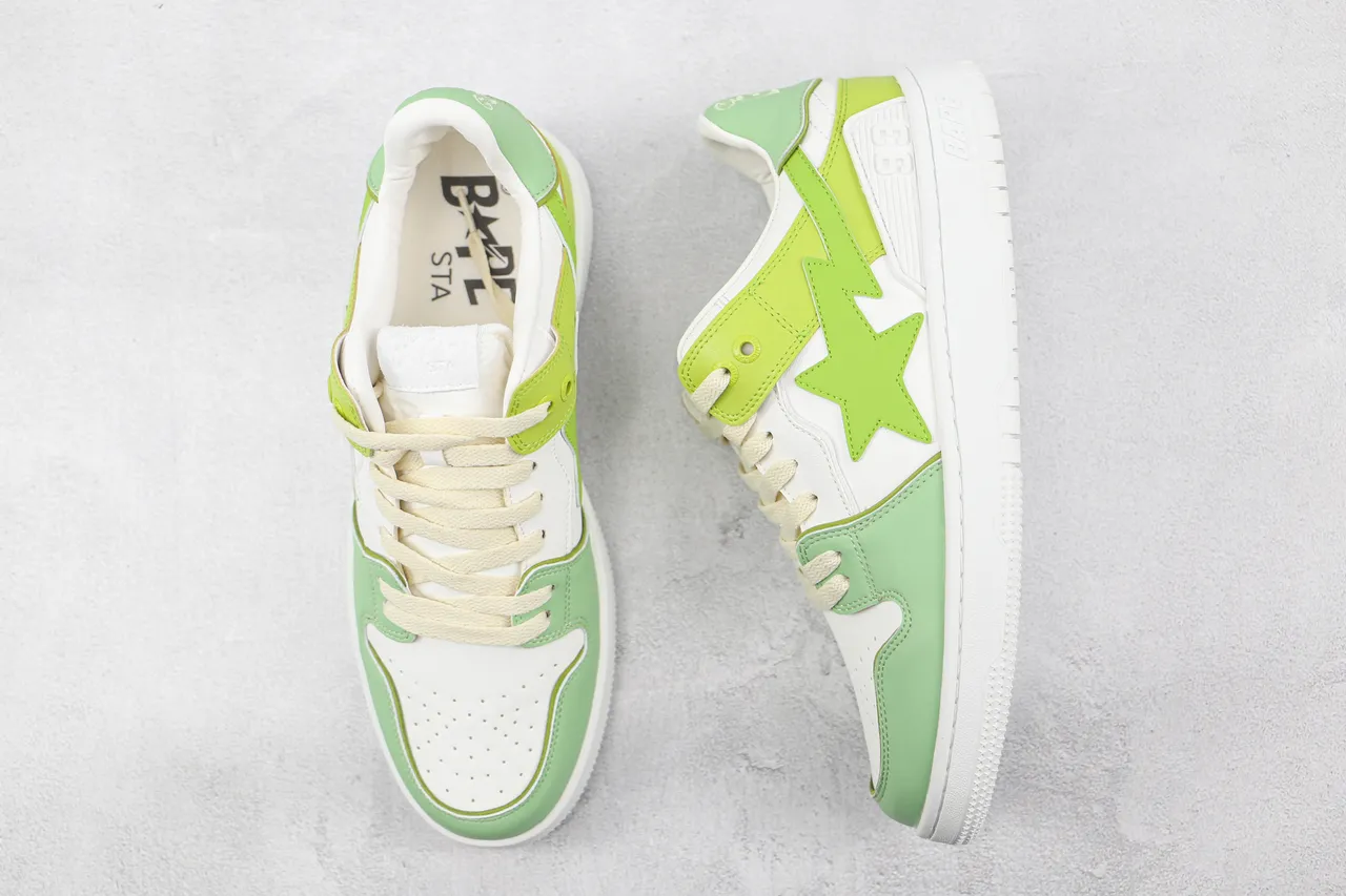 A Bathing Ape BAPE STA Lime Green and White Lifestyle Sneakers 3