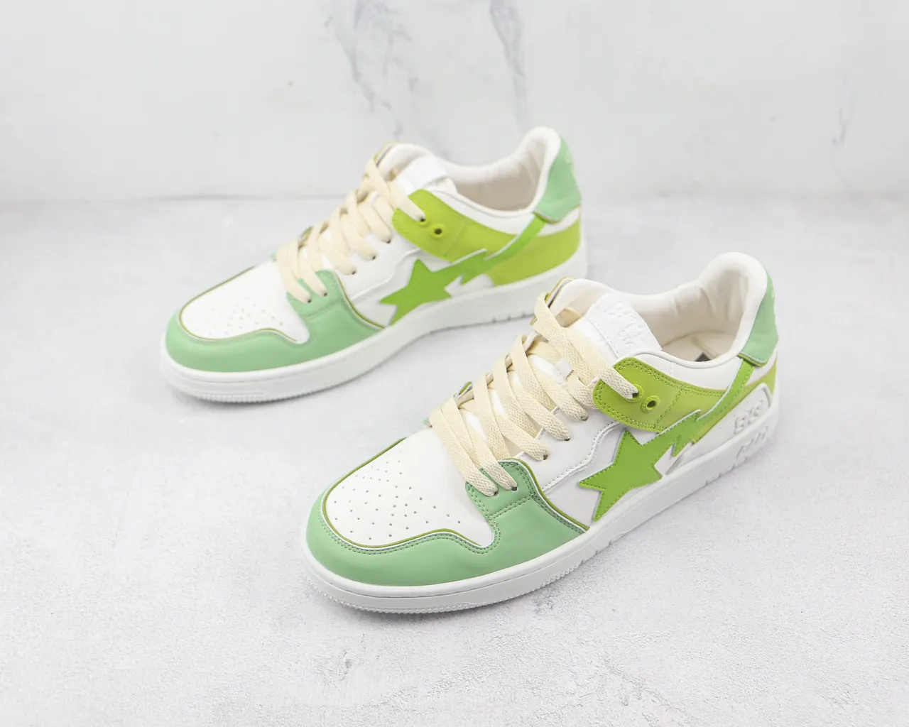 A Bathing Ape BAPE STA Lime Green and White Lifestyle Sneakers 4
