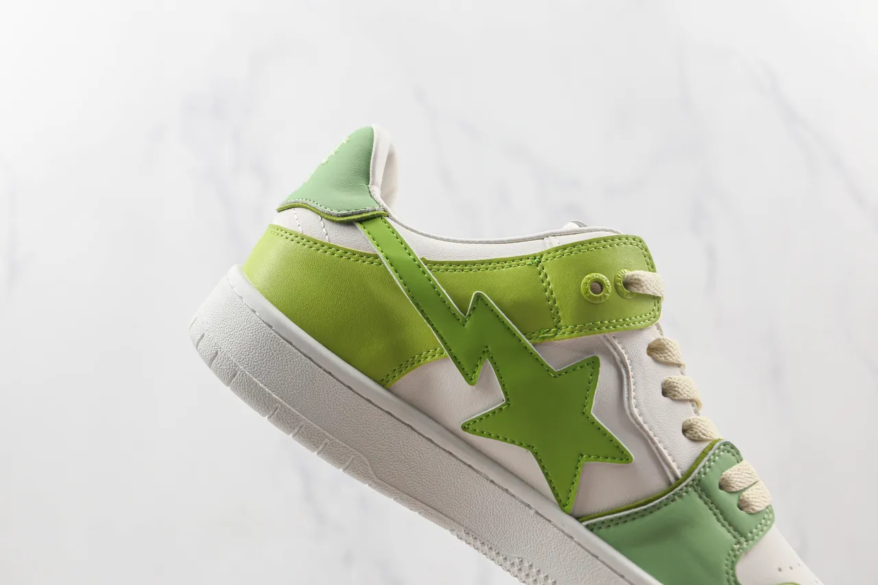 A Bathing Ape BAPE STA Lime Green and White Lifestyle Sneakers 5