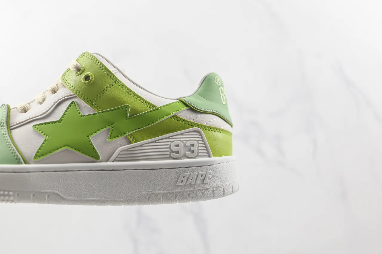 A Bathing Ape BAPE STA Lime Green and White Lifestyle Sneakers 7