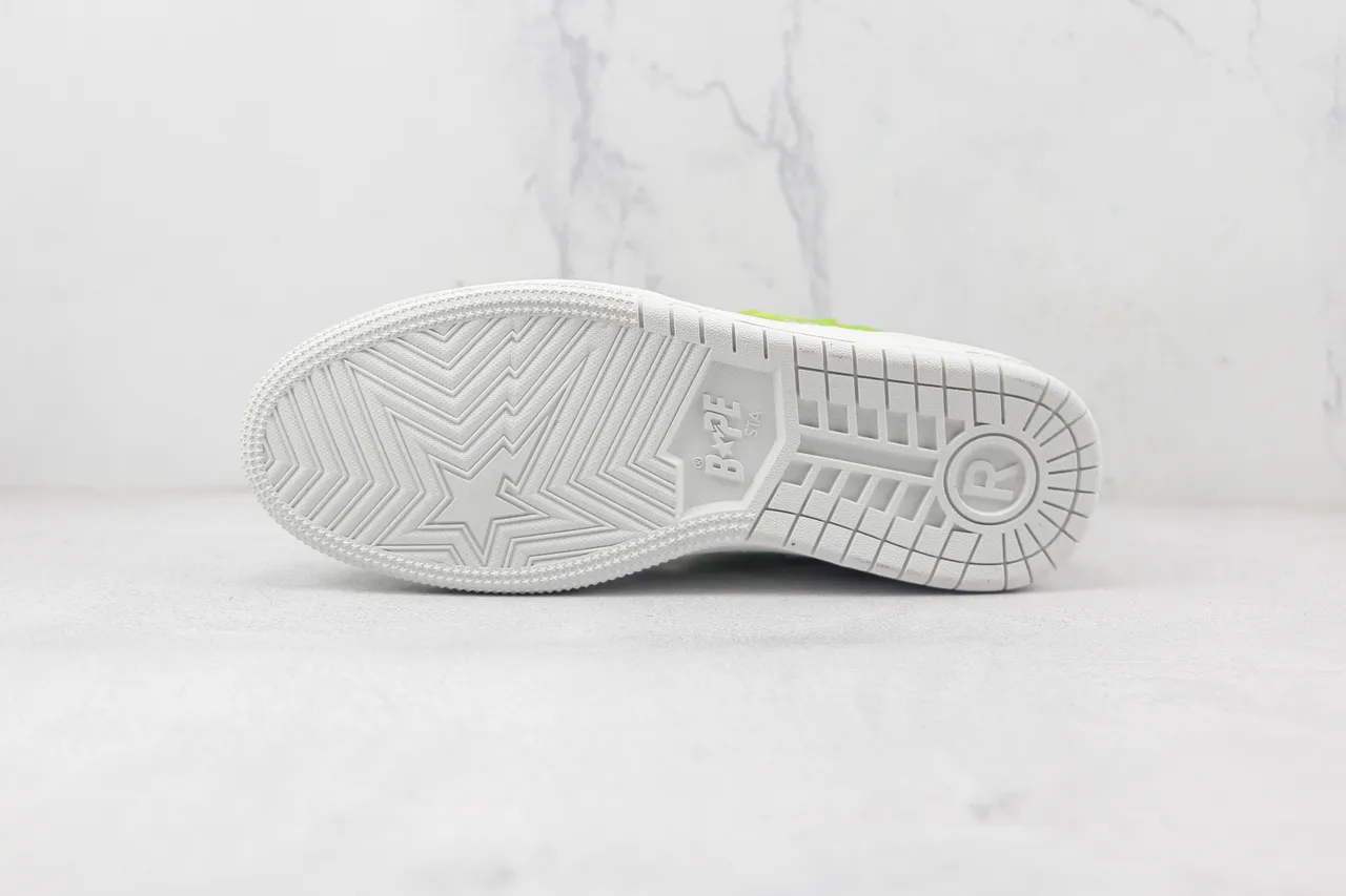 A Bathing Ape BAPE STA Lime Green and White Lifestyle Sneakers 8