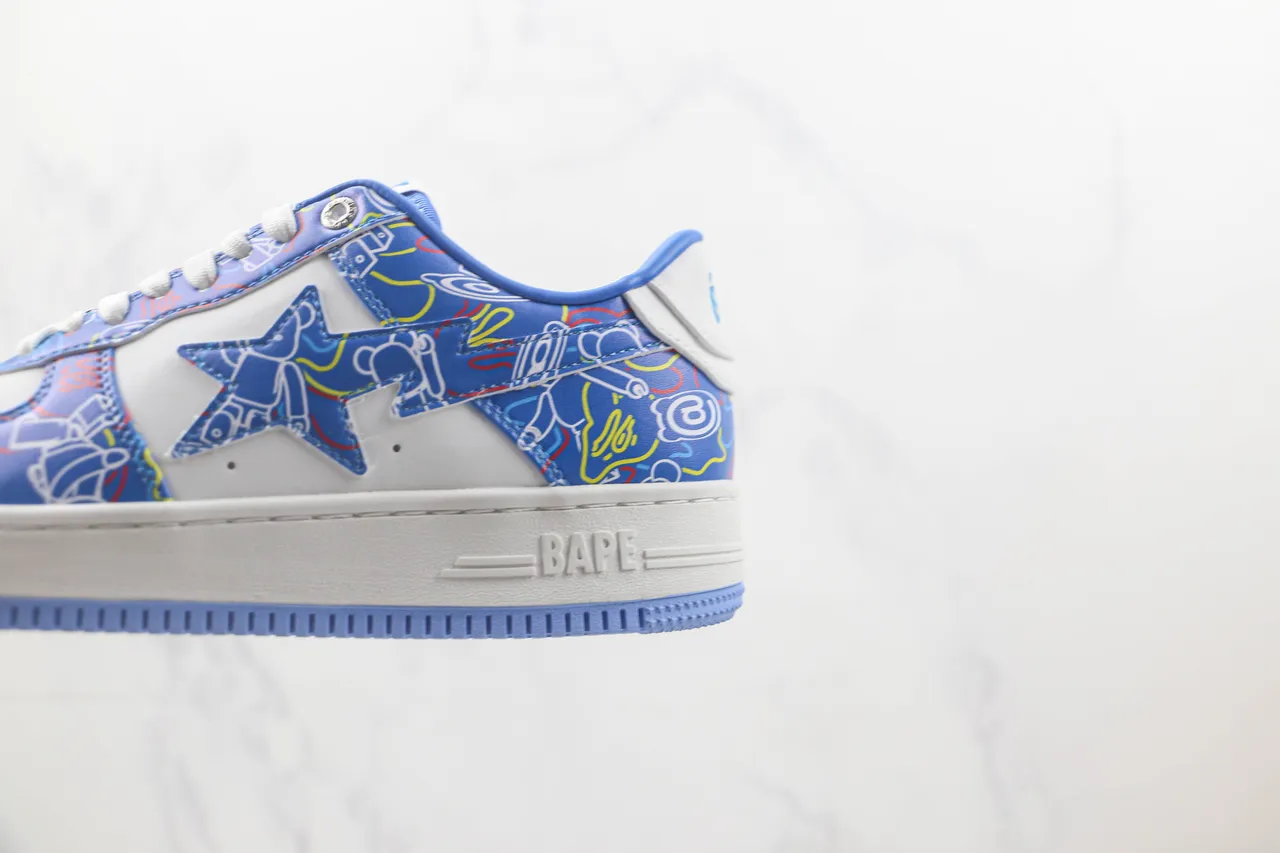 A Bathing Ape BAPE STA Multicolor Line-Art Print Lifestyle Sneakers 7