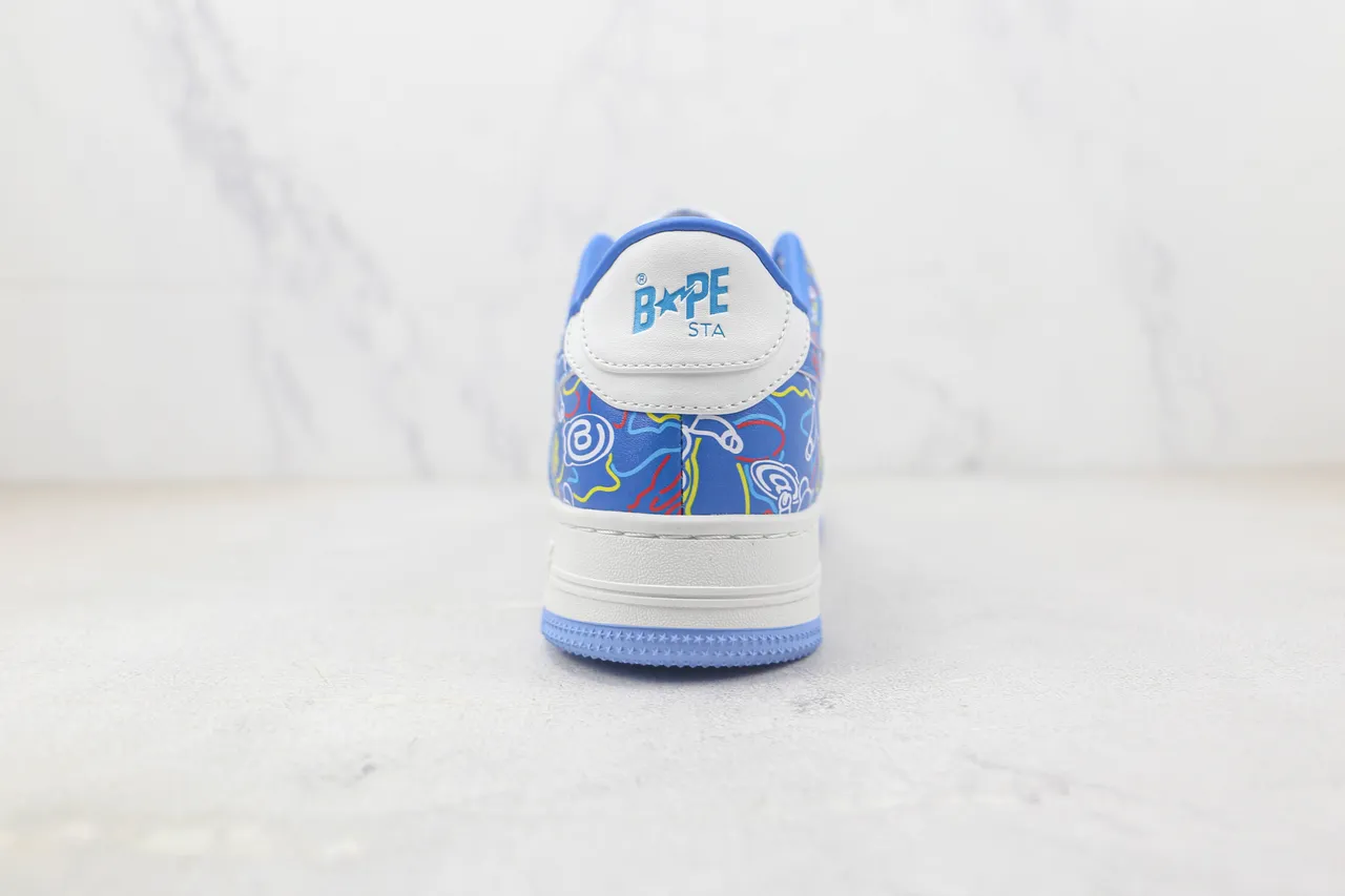 A Bathing Ape BAPE STA Multicolor Line-Art Print Lifestyle Sneakers 9