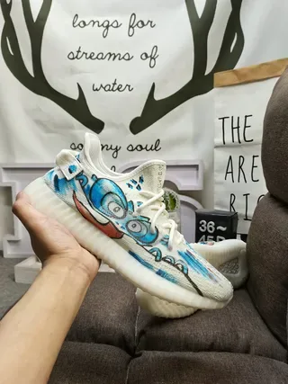 Adidas 350 V2 Blue White Knit Upper Gradient Colorway Lifestyle Sneakers 5