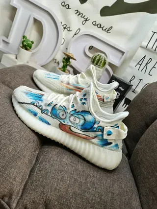 Adidas 350 V2 Blue White Knit Upper Gradient Colorway Lifestyle Sneakers 7