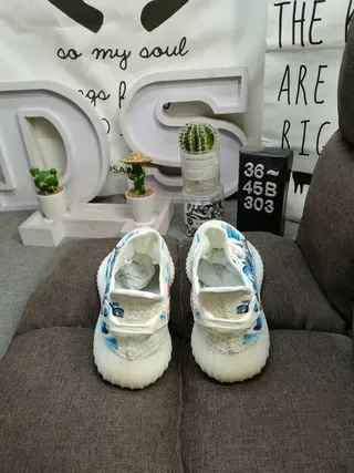 Adidas 350 V2 Blue White Knit Upper Gradient Colorway Lifestyle Sneakers 8