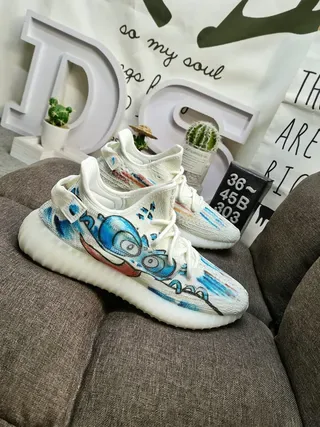 Adidas 350 V2 Blue White Knit Upper Gradient Colorway Lifestyle Sneakers 9