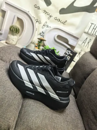 Adidas Adizero Evo Slatr Black White Running Shoes 7