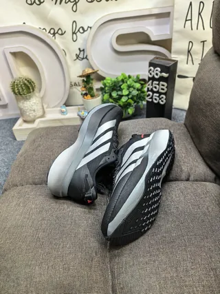 Adidas Adizero SLATR Tênis de corrida pretos prateados vermelhos 6