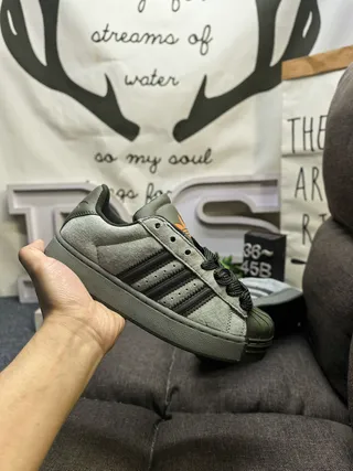 Adidas Army Green Black Shell-Toe Three-Stripe Side Lifestyle Sneakers 5