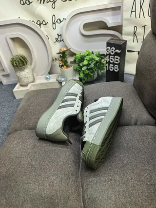 Adidas Army Green Black Shell-Toe Three-Stripe Side Lifestyle Sneakers 6