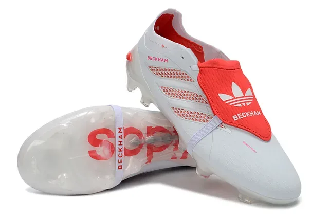 Adidas Beckham X Speedflow Blanc Rouge Firm-Ground Chaussures de football 4