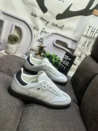 Adidas Beige Black Low-Top Derby Silhouette Leather Upper Lifestyle Sneakers 9