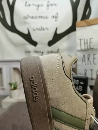 Adidas Beige Black Low-Top Suede-Like Upper Lifestyle Sneakers 3