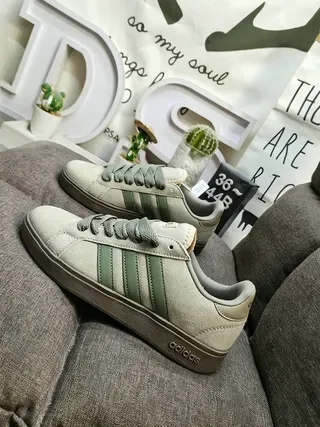 Adidas Beige Black Low-Top Suede-Like Upper Lifestyle Sneakers 7