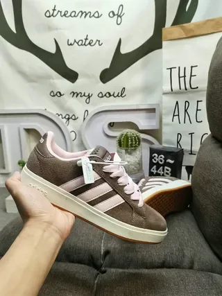 Adidas Beige Black Low-Top Suede-Like Upper Lifestyle Sneakers 15