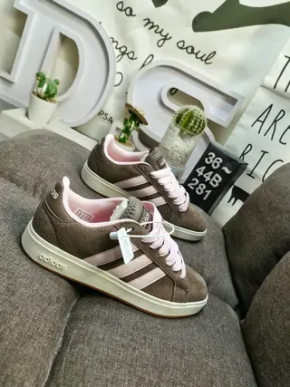 Adidas Beige Black Low-Top Suede-Like Upper Lifestyle Sneakers 19