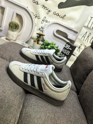 Adidas Beige Brown Low-Top Three-Stripe Side Panel Lifestyle Sneakers 17