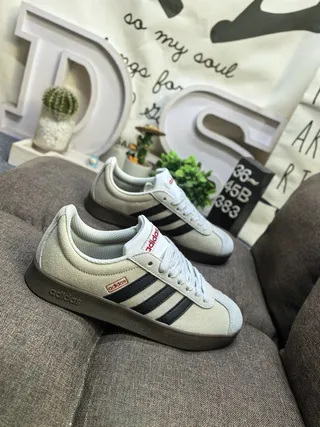 Adidas Beige Brown Low-Top Three-Stripe Side Panel Lifestyle Sneakers 19