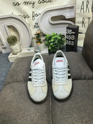 Adidas Beige Brown Low-Top Three-Stripe Side Panel Lifestyle Sneakers 20