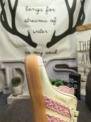 Adidas Beige Pink Backless Mule Lace-Up Front Loafer 3