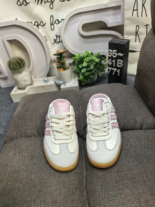 Adidas Beige Pink Backless Mule Lace-Up Front Loafer 10