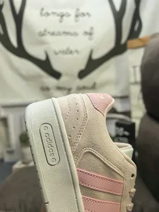 Adidas Beige Pink Low-Top Platform Sneaker Suede-Like Upper Lifestyle Sneakers 3