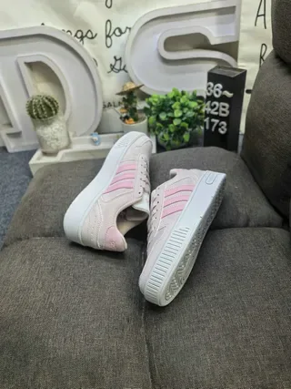 Adidas Beige Pink Low-Top Platform Sneaker Suede-Like Upper Lifestyle Sneakers 6