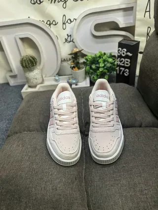 Adidas Beige Pink Low-Top Platform Sneaker Suede-Like Upper Lifestyle Sneakers 10