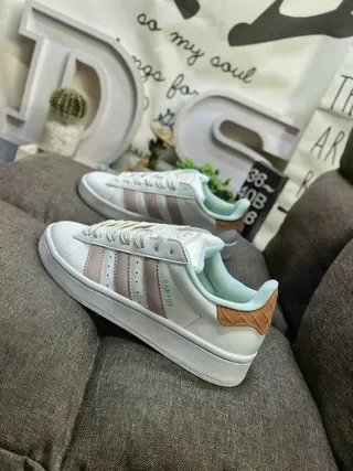 Adidas Beige Pink Low-Top Three-Stripe Lifestyle Sneakers 7