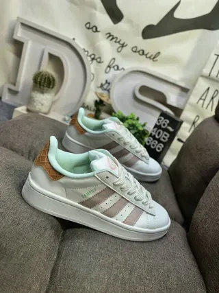Adidas Beige Pink Low-Top Three-Stripe Lifestyle Sneakers 9