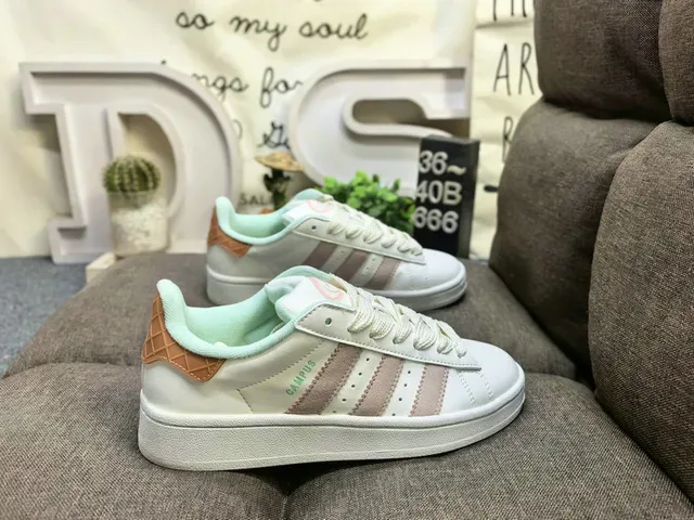 Adidas Beige Pink Low-Top Three-Stripe Lifestyle Sneakers 11