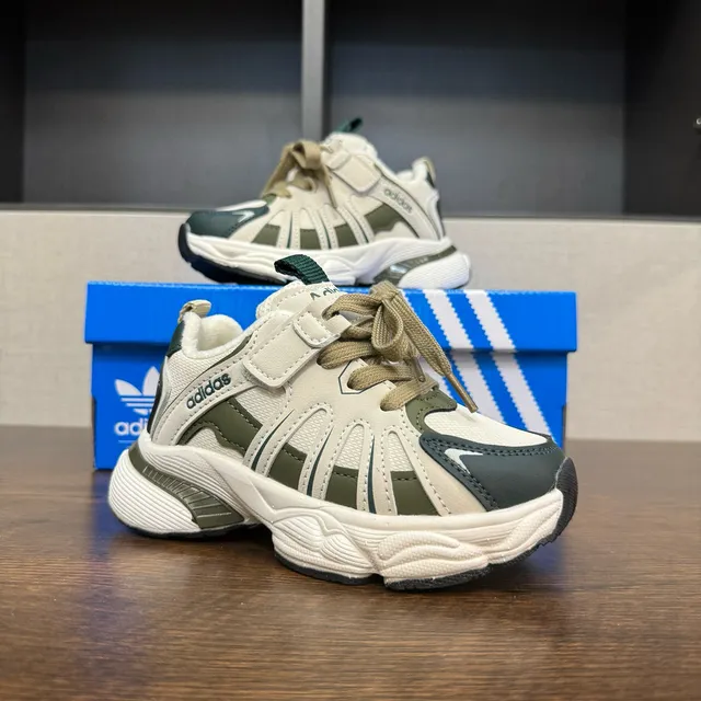 Adidas Beige Pink Sole Layered Synthetic Mesh Upper Chunky Sneakers 18