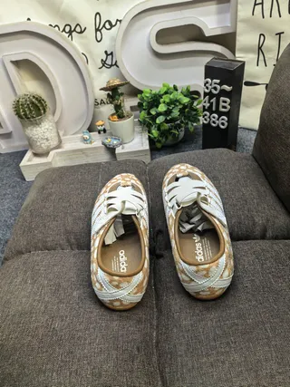 Adidas Beige White Laceless Velcro Strap Sneakers 8
