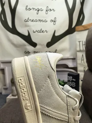 Adidas Beige White Suede Upper Three-Stripe Side Panel Lifestyle Sneakers 3