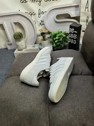 Adidas Beige White Suede Upper Three-Stripe Side Panel Lifestyle Sneakers 6
