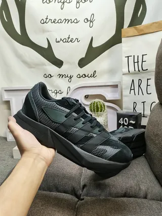 Adidas Black and Dark Green Mesh Cage Sneakers 5