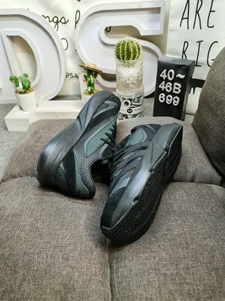 Adidas Black and Dark Green Mesh Cage Sneakers 6