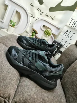 Adidas Black and Dark Green Mesh Cage Sneakers 7