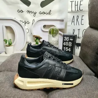Adidas काला भूरा रेट्रो लो-टॉप सूड-टेक्सटाइल अपर लाइफस्टाइल स्नीकर