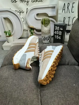 Adidas Black Beige Retro Low-Top Suede-Textile Upper Lifestyle Sneakers 6