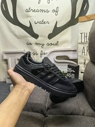 Adidas Black Brogue-Perforated Lugged Sole Lifestyle Sneakers 5