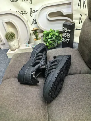 Adidas Black Brogue-Perforated Lugged Sole Lifestyle Sneakers 6