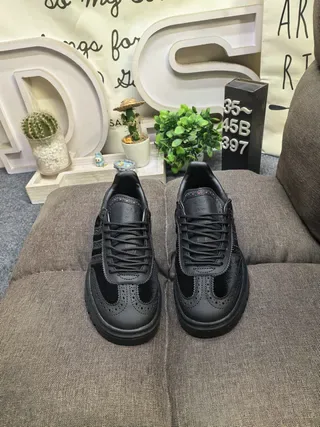 Adidas Black Brogue-Perforated Lugged Sole Lifestyle Sneakers 10