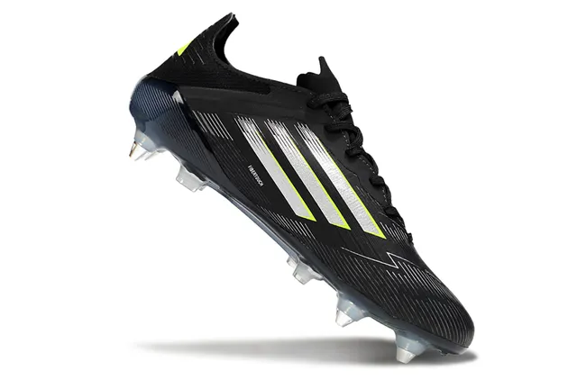 Adidas Black Green Low-Cut Synthetic Upper Asymmetrical Lacing Firm-Ground Soccer Shoes 2